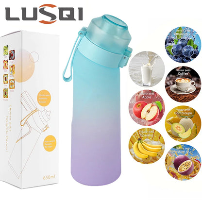 LUSQI Air Flavored Water Bottle With 7 Flavor Pods Sports Fashion Straw