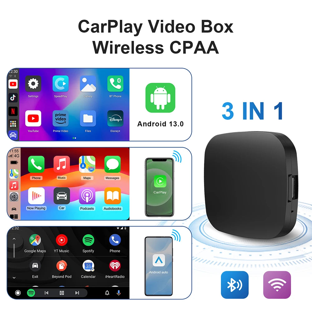 New Carplay Ai Box Wireless Android Auto Wireless Carplay Adapter TV Box For Netflix YouTube Car Intelligence Systems
