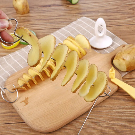 Stainless Steel Plastic Rotate Potato Slicer Twisted Potato Spiral Slice Cutter Creative Vegetable Tool Kitchen Gadgets