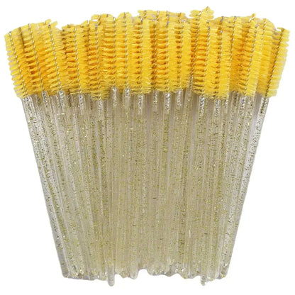 CNKESS 50pcs Disposable Eyelash Brushes Extension Crystal Eyebrow Brush