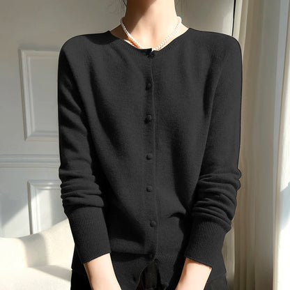 WinvyNee Women 100% Wool Cardigans Sweater Solid Casual Warm Outerwear Knitwear Tops  Autumn Winter Women Clothing B1263018