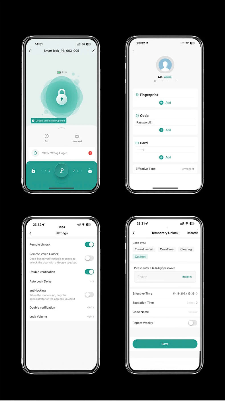 RAYKUBE Tuya BLE Fingerprint Door Lock Digital Electronic Lock with Password/Key/IC Card/ Smartlife/ Tuya APP Unlock