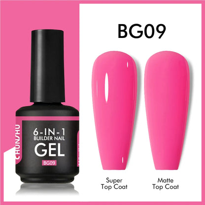 CHUNSHU 6 IN 1 Extension Gel 15ML Builder Nail Gel In A Bottle Semi Permanent Rubber Base Coat Self-leveling UV Construction Gel
