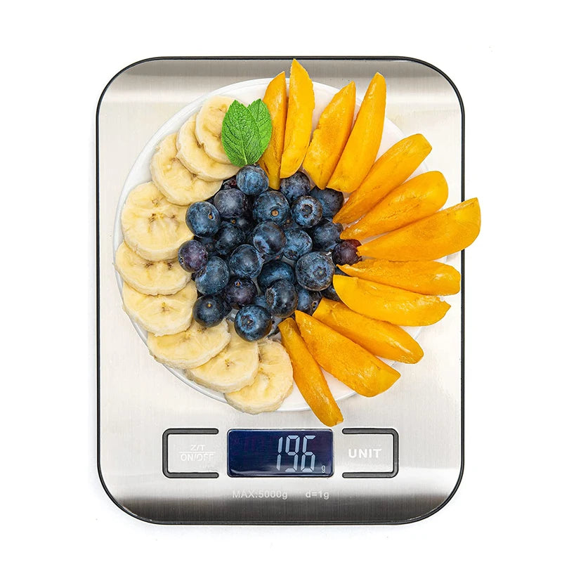 Digital Kitchen Scale 5kg Stainless Steel Panel Electronic Scales LCD Display Home Food Snacks Weighing Baking Tools