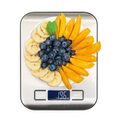 Digital Kitchen Scale 5kg Stainless Steel Panel Electronic Scales LCD Display Home Food Snacks Weighing Baking Tools