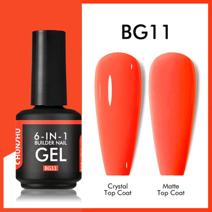CHUNSHU 6 IN 1 Extension Gel 15ML Builder Nail Gel In A Bottle Semi Permanent Rubber Base Coat Self-leveling UV Construction Gel