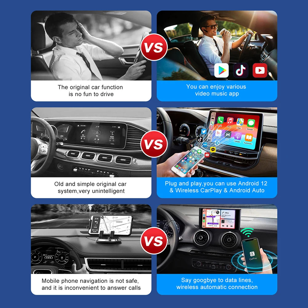 New Carplay Ai Box Wireless Android Auto Wireless Carplay Adapter TV Box For Netflix YouTube Car Intelligence Systems