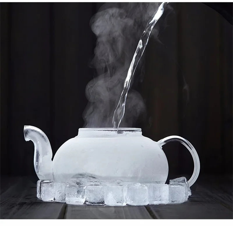 400ml/1000ml Filterable Heat-resistant Thickened Glass Teapot High Borosilicate Glass Flower Tea Pot Heatable Glass Tea Set