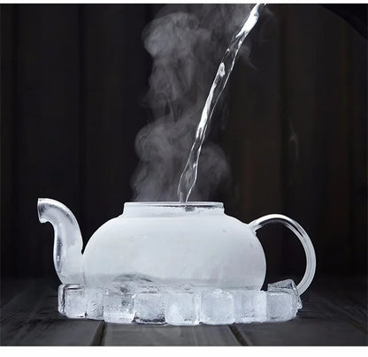 400ml/1000ml Filterable Heat-resistant Thickened Glass Teapot High Borosilicate Glass Flower Tea Pot Heatable Glass Tea Set