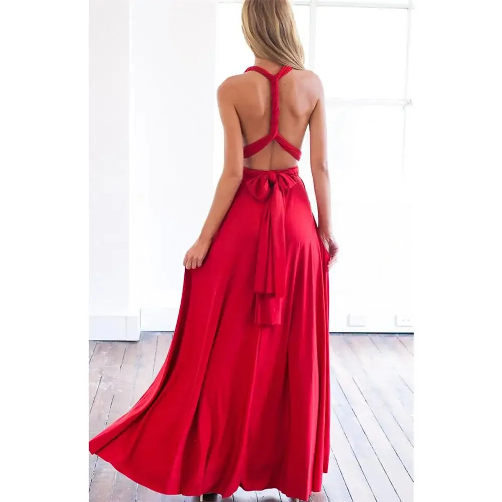 Women Multiway Wrap Convertible Boho Maxi Club Red Dress Bandage Long Dress Party Bridesmaids Infinity Robe Longue Femme