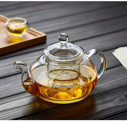 400ml/1000ml Filterable Heat-resistant Thickened Glass Teapot High Borosilicate Glass Flower Tea Pot Heatable Glass Tea Set