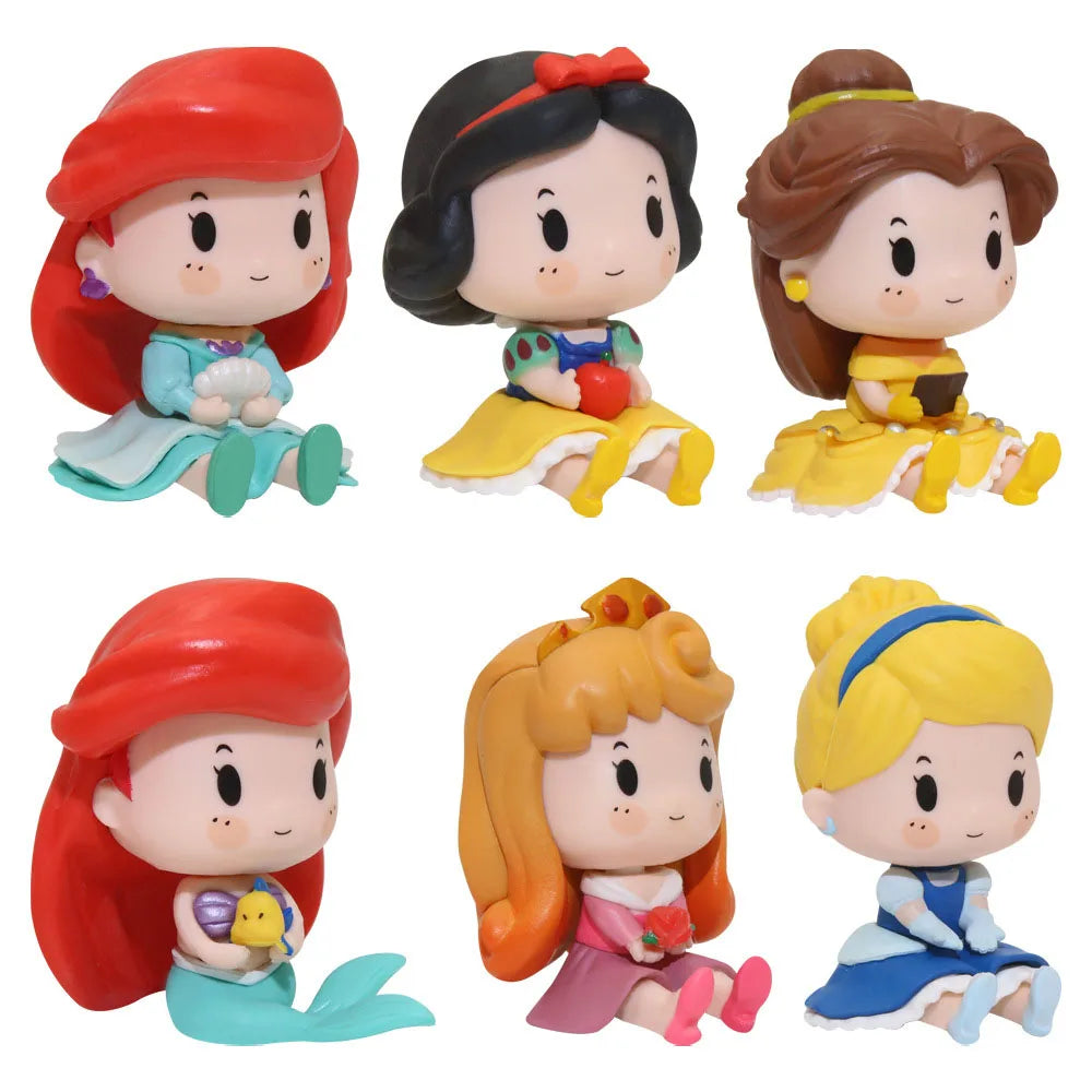 6 Pcs/Set Kawaii Fairy Tale Princess Snow White Cinderella Vinyl Bell Ariel Action Figure Model Toys Girls Gift