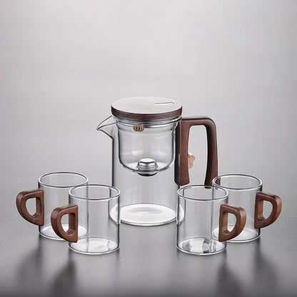 NEW 2025 Glass Tea Pot Kettle Infuser 520ML/720ML Teapot Water Separation Inner Magnet One Click Magnetic Switch Tea Filtration Cup Set