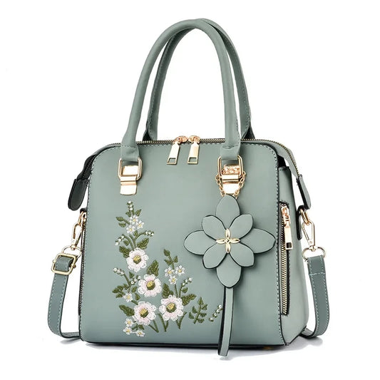 Yogodlns Luxury Embroidery Handbag For Women PU Leather Tassel Crossbody Bag Designer Handle