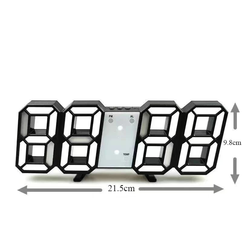 3D Digital Wall Clock Decoration for Home Glow Night Mode Adjustable Electronic Watch Living Room