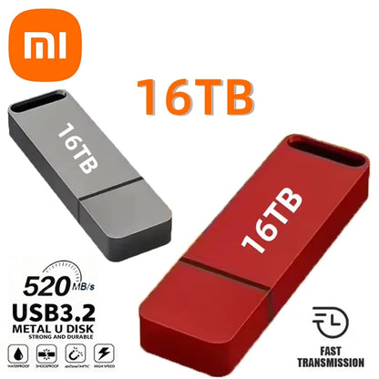 16TB Flash Drive USB3.2 High Speed Transfer Type C U Metal Flash SSD Portable Mini Flash Drive Memory Waterproof U Drive