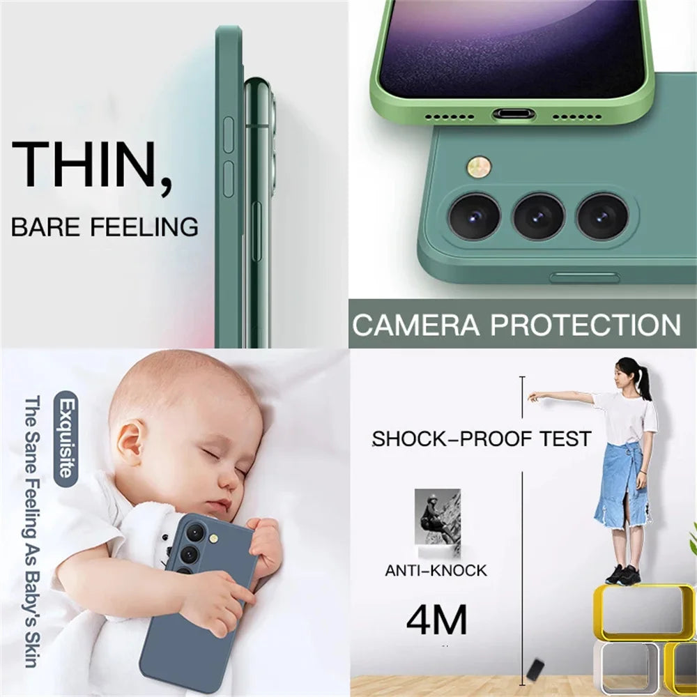 luxury Liquid Silicone Case for Samsung S25 S24 Galaxy S20 S21 S22 S23 FE Plus Note10 20 A52 A31 A41 A71 A51 A72 A70 A50 Coque