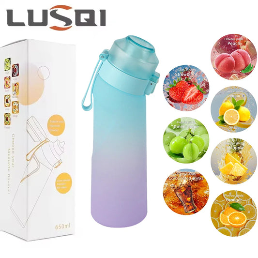 LUSQI Air Flavored Water Bottle With 7 Flavor Pods Sports Fashion Straw
