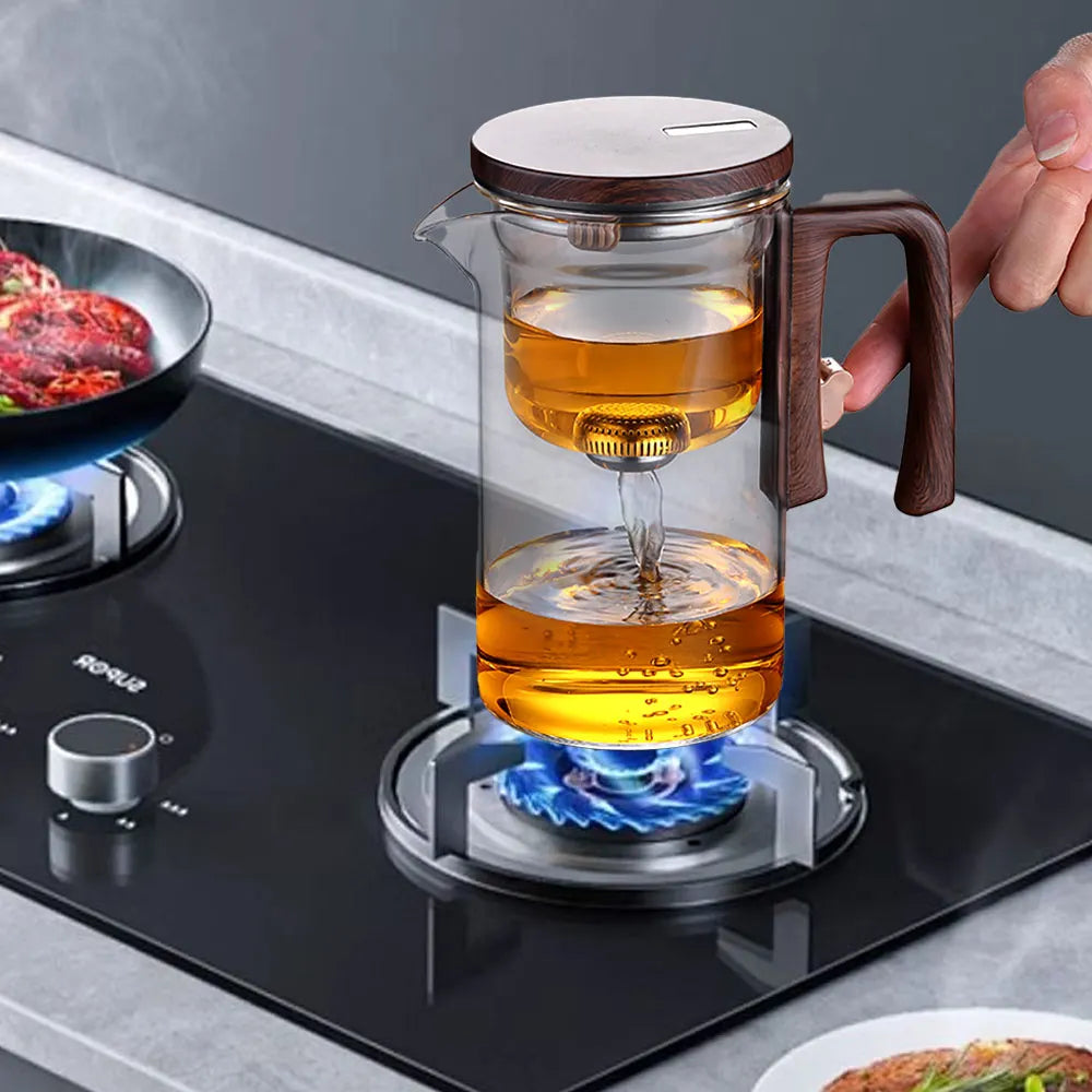 NEW 2025 Glass Tea Pot Kettle Infuser 520ML/720ML Teapot Water Separation Inner Magnet One Click Magnetic Switch Tea Filtration Cup Set