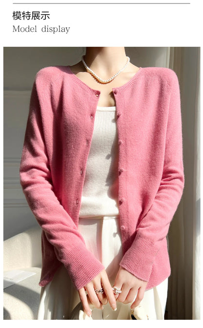 WinvyNee Women 100% Wool Cardigans Sweater Solid Casual Warm Outerwear Knitwear Tops  Autumn Winter Women Clothing B1263018