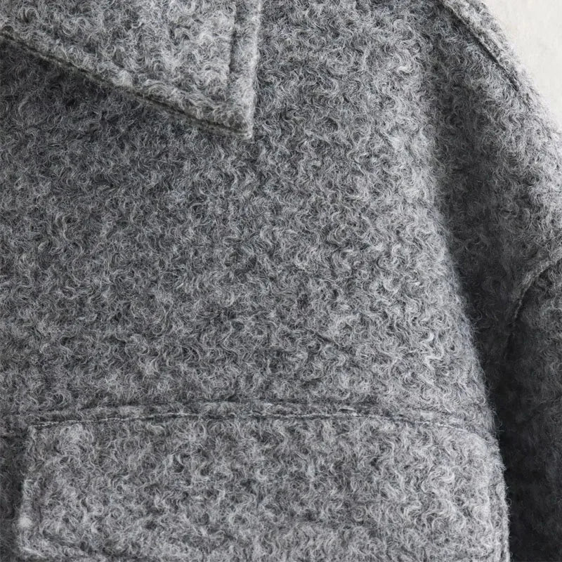 TRAF Autumn Winter Cropped Jacket for Women Short Coat Tweed Jacket