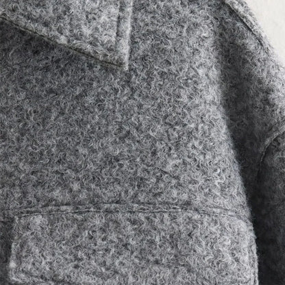 TRAF Autumn Winter Cropped Jacket for Women Short Coat Tweed Jacket