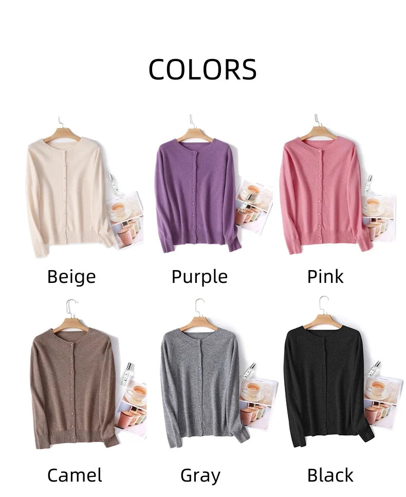 WinvyNee Women 100% Wool Cardigans Sweater Solid Casual Warm Outerwear Knitwear Tops  Autumn Winter Women Clothing B1263018