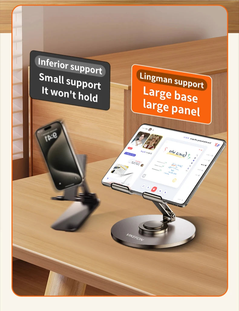 360 Tablet Desk Mobile Phone Holder Stand Foldable Lazy Bracket Adjustable Alloy Aluminum Desktop Mount For iPhone iPad Samsung
