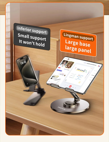 360 Tablet Desk Mobile Phone Holder Stand Foldable Lazy Bracket Adjustable Alloy Aluminum Desktop Mount For iPhone iPad Samsung