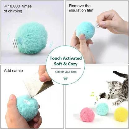 Smart Cat Toys Interactive Ball Plush Electric Catnip Training Toy Kitten Touch Sounding 2025