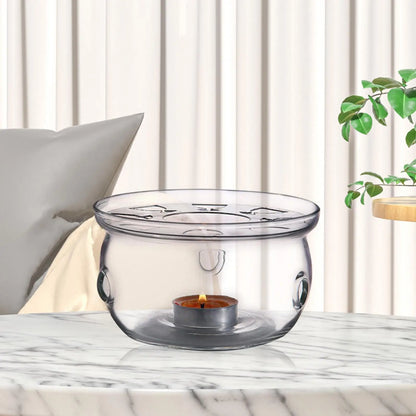 Teapot Heater Transparent Heat Resistant Tea Heat Base Milk with Candle Tray Tealight Stove Fits Most Teapots Tea Kettle Warmer