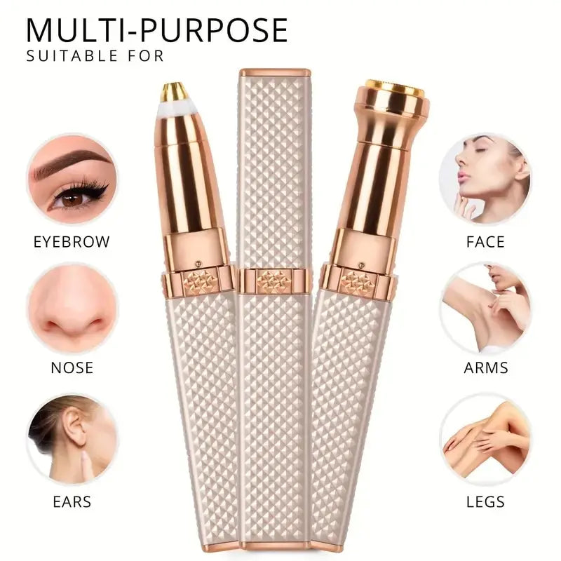 1pc Rechargeable 2-in-1 Eyebrow Razor and Hair Shaver with LED Light - Painlessly Remove Peach Fuzz