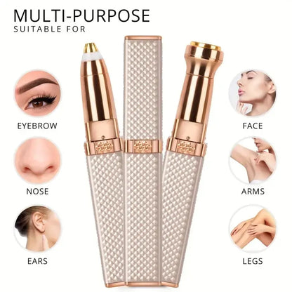 1pc Rechargeable 2-in-1 Eyebrow Razor and Hair Shaver with LED Light - Painlessly Remove Peach Fuzz