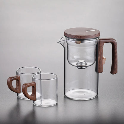 NEW 2025 Glass Tea Pot Kettle Infuser 520ML/720ML Teapot Water Separation Inner Magnet One Click Magnetic Switch Tea Filtration Cup Set