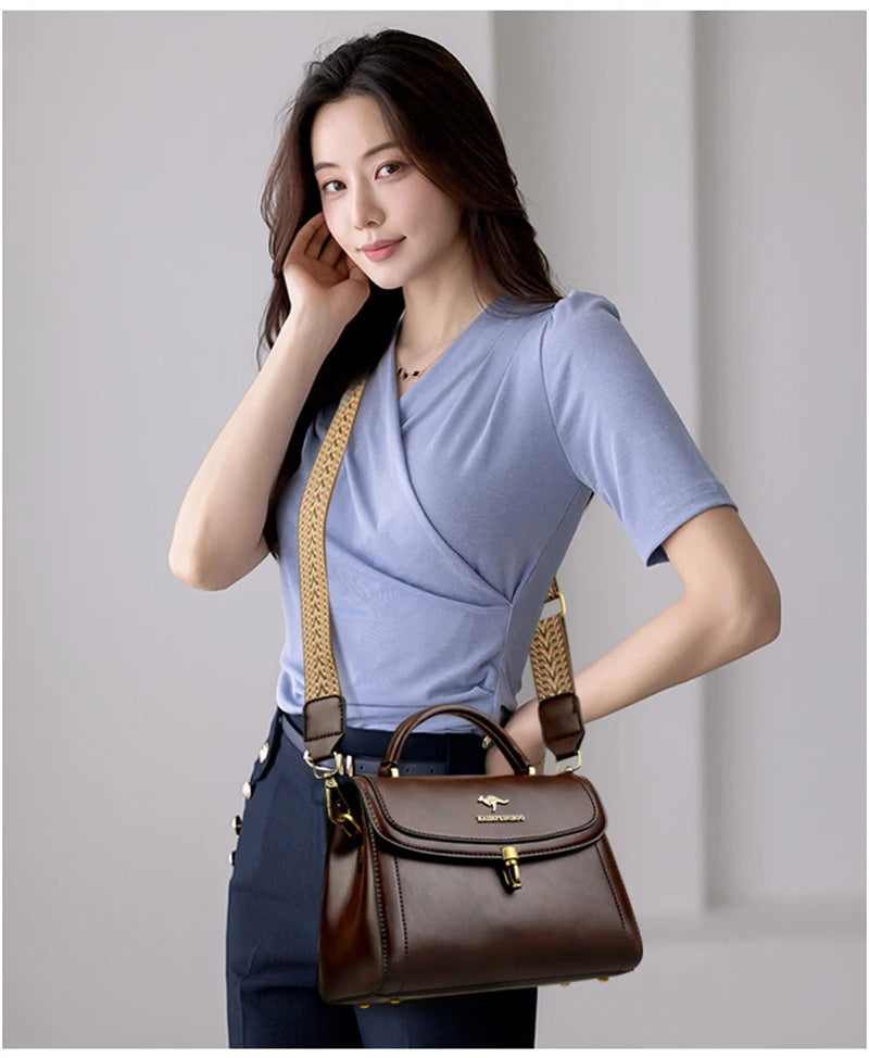 Premium Leather Crossbody Shoulder Bag – Elegant Designer Handbag for Women