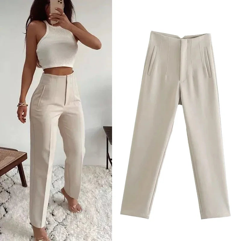 TRAF Fashion Office Wear High waist Pants for Women Formal Pants Office outfits