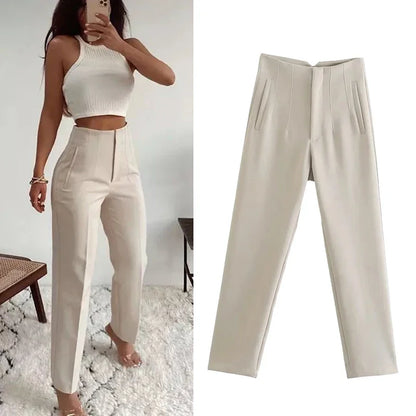TRAF Fashion Office Wear High waist Pants for Women Formal Pants Office outfits