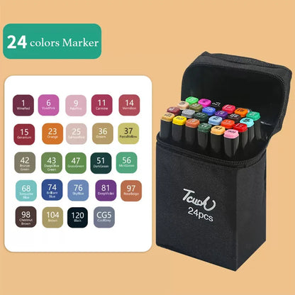 12-262 Colores Double Pen Tip Markers Brush Pens Set Painting Highlighter School Art Supplies for Artist Stationery