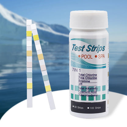 50/100pcs 7 in 1 Swimming Pool PH Test Paper Chlorine PH Value Alkalinity Hardness Test Strip PH Tester Pool Cleaner