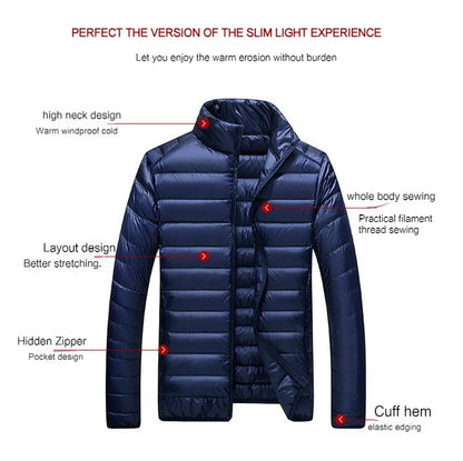 UETEEY Autumn Winter New Ultra Light White Duck Down Jacket Men Waterproof 2025