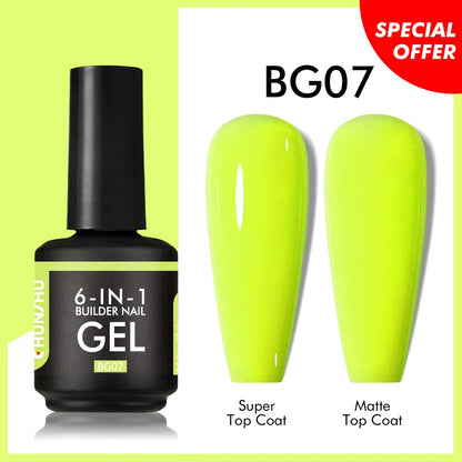 CHUNSHU 6 IN 1 Extension Gel 15ML Builder Nail Gel In A Bottle Semi Permanent Rubber Base Coat Self-leveling UV Construction Gel