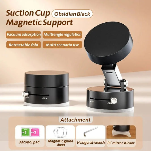 Magnetic Suction Cup Swivel Stand – Folding Double-Sided Phone Holder