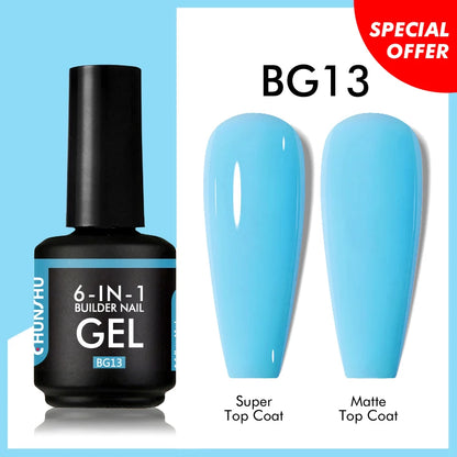 CHUNSHU 6 IN 1 Extension Gel 15ML Builder Nail Gel In A Bottle Semi Permanent Rubber Base Coat Self-leveling UV Construction Gel