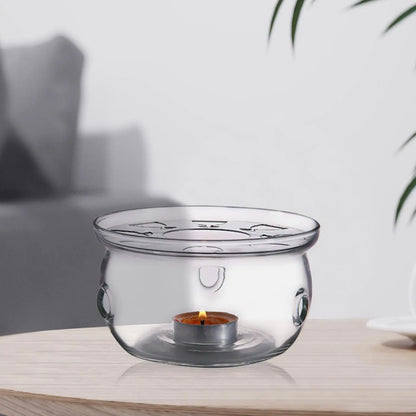 Teapot Heater Transparent Heat Resistant Tea Heat Base Milk with Candle Tray Tealight Stove Fits Most Teapots Tea Kettle Warmer