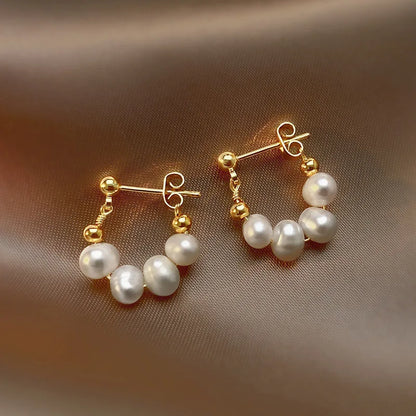 2025 New Simple Temperament Circle Pearl Earrings Fashion Small Versatile Earrings Women's Jewelry