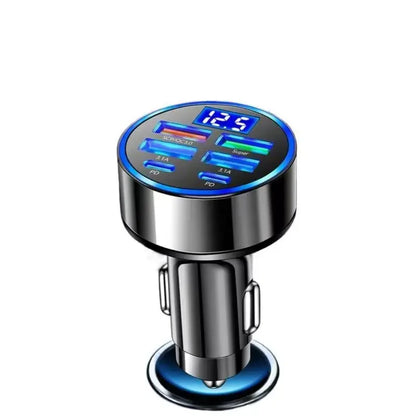 UYUXIO 6 in 1 USB C Car Phone Charger Adapter with Voltage Display Dual PD Super Fast for Phone
