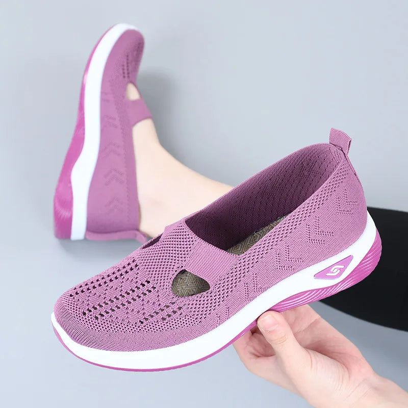Women's New Summer Shoes Mesh Breathable Sneakers Light Slip on Flat Platform Casual Shoes
