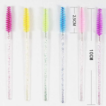 CNKESS 50pcs Disposable Eyelash Brushes Extension Crystal Eyebrow Brush