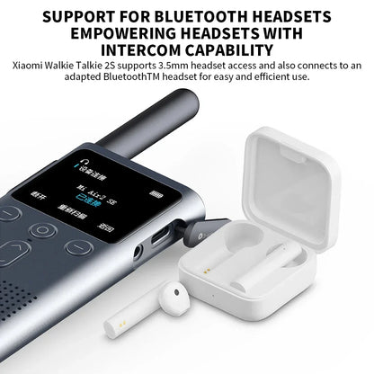 XIAOMI Walkie Talkie 2S 1.77"Color Screen 4W Power 120-hour Standby Dual Mode 5km Call Distance IP54 Outdoors Security Intercom