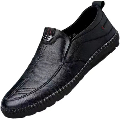 Men's Leather Loafers Non Slip Walking Flats Breathable Outdoor Slip on Casual Shoes